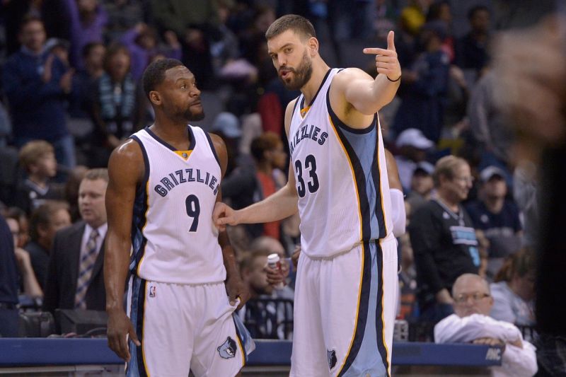 Marc Gasol和Tony Allen曾在灰熊隊共事過。 圖／美聯社／達志影像