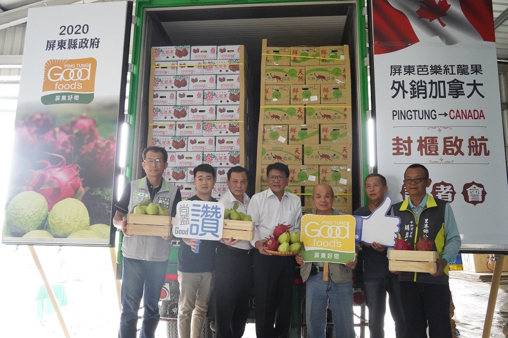 有9.6噸的芭樂和3.2噸的火龍果將外銷加拿大 圖：屏東縣政府／提供