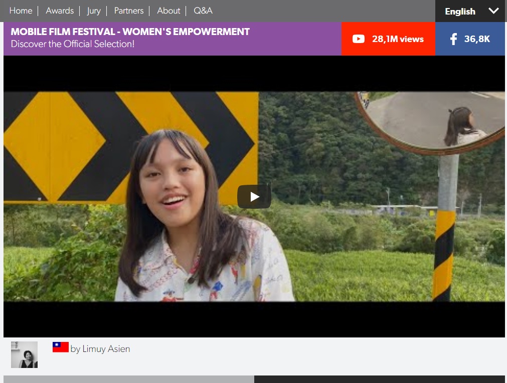 泰雅族影像工作者Limuy Asien謝雅茹作品《不是你的熱帶女孩》，主角Kuyu Tuyaw謝恩昕拿下法國手機影展最佳女演員。 圖：翻攝自Mobile Film Festival