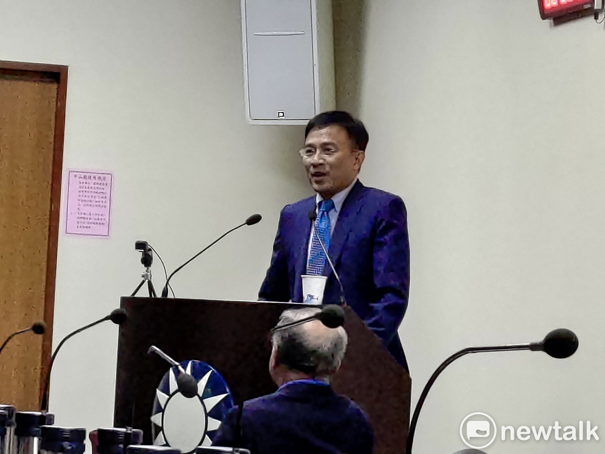 媒體人彭文正於國民黨中常會上演講新聞自由。 圖：黃建豪/攝