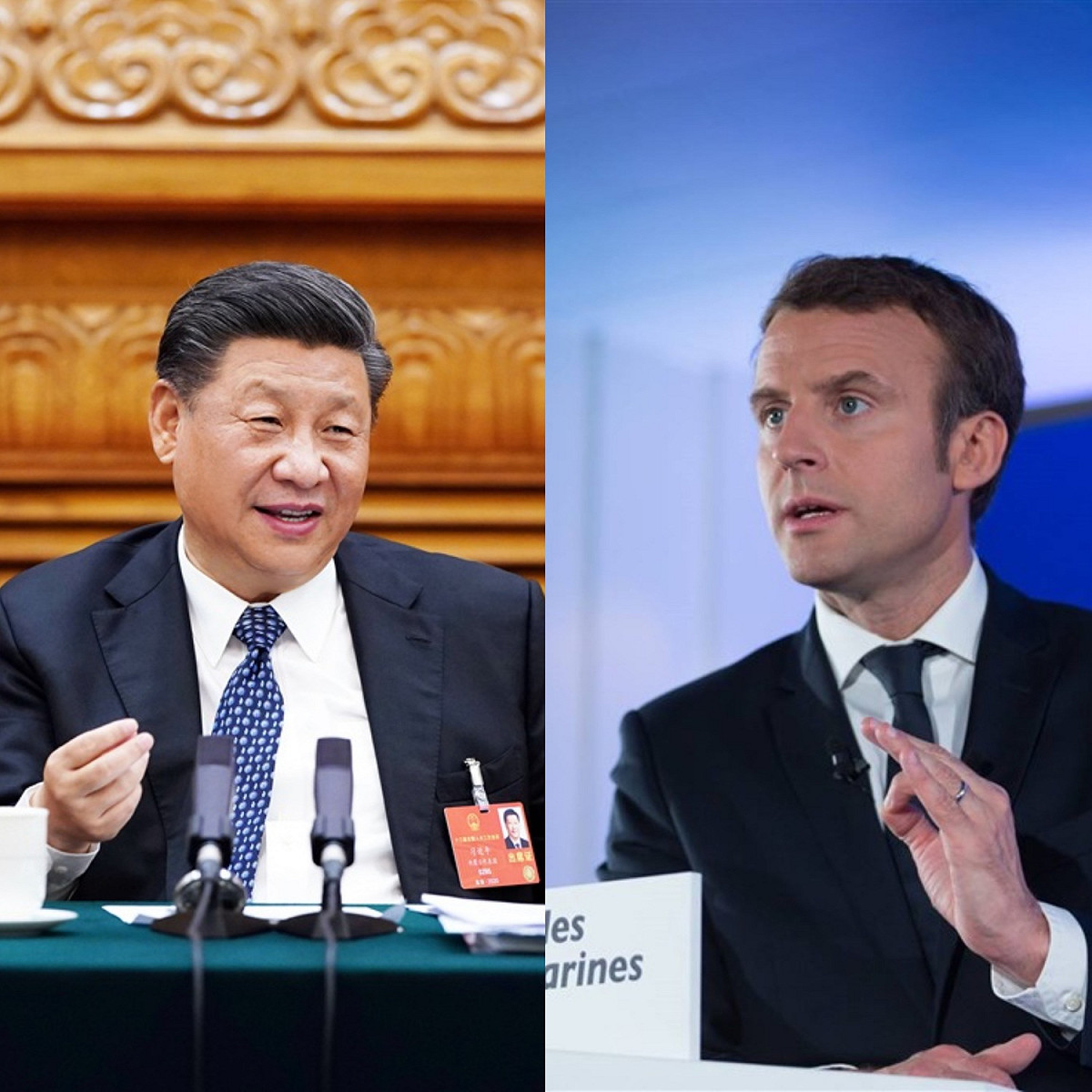 習近平與馬克宏通話，中法達成合作共識。 圖：新頭殼合成