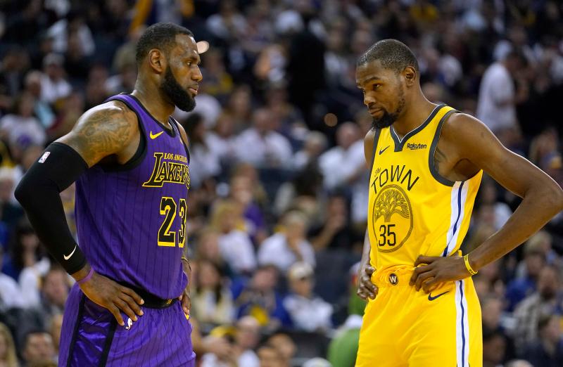 LeBron James和Kevin Durant之間的巔峰對決。 圖／美聯社／達志影像