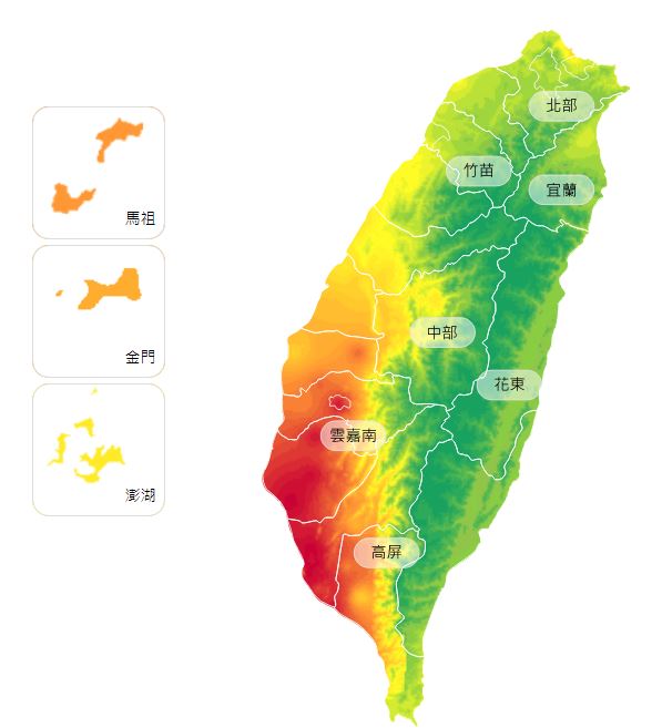 隨著大陸霧霾南下，中南空氣品質開始亮紅燈。 圖：取自空氣品質監測網