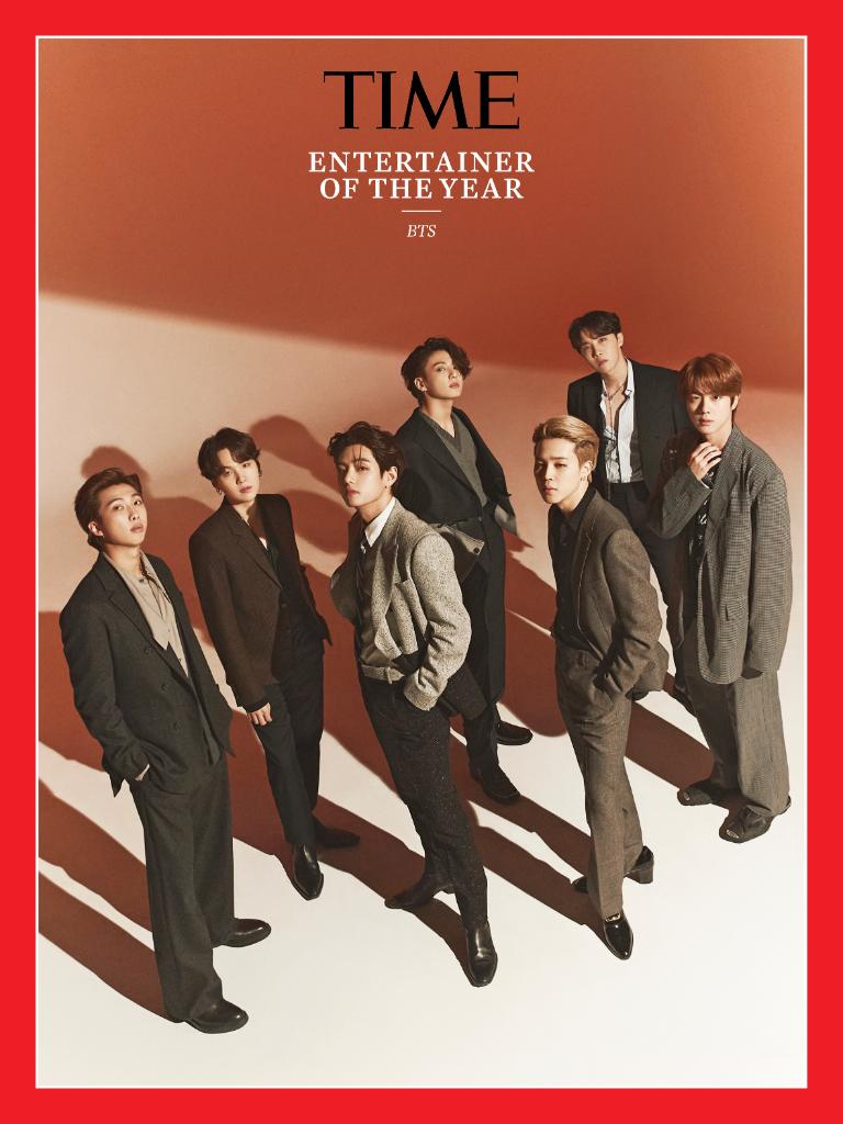美國《時代雜誌》將南韓BTS選為2020年度最佳藝人。 圖：翻攝自《時代雜誌》推特