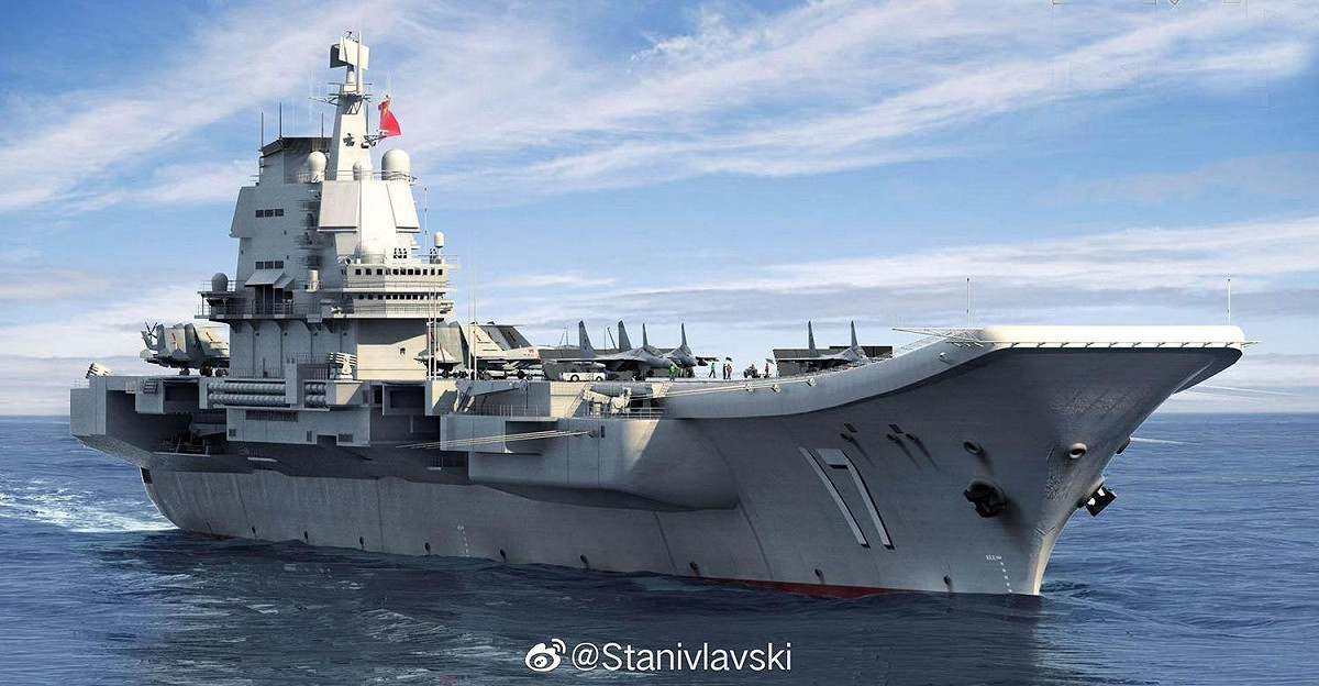 中共「山東號」航空母艦（CV-17）及所屬護衛兵力4艘今天（20日）航經台灣海峽。 圖：翻攝自微博（資料照片）