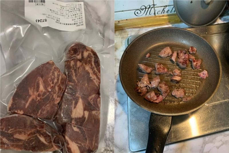 眼尖的網友發現，原PO買的根本不是牛排，而是牛肋。 圖：取自《爆料公社》