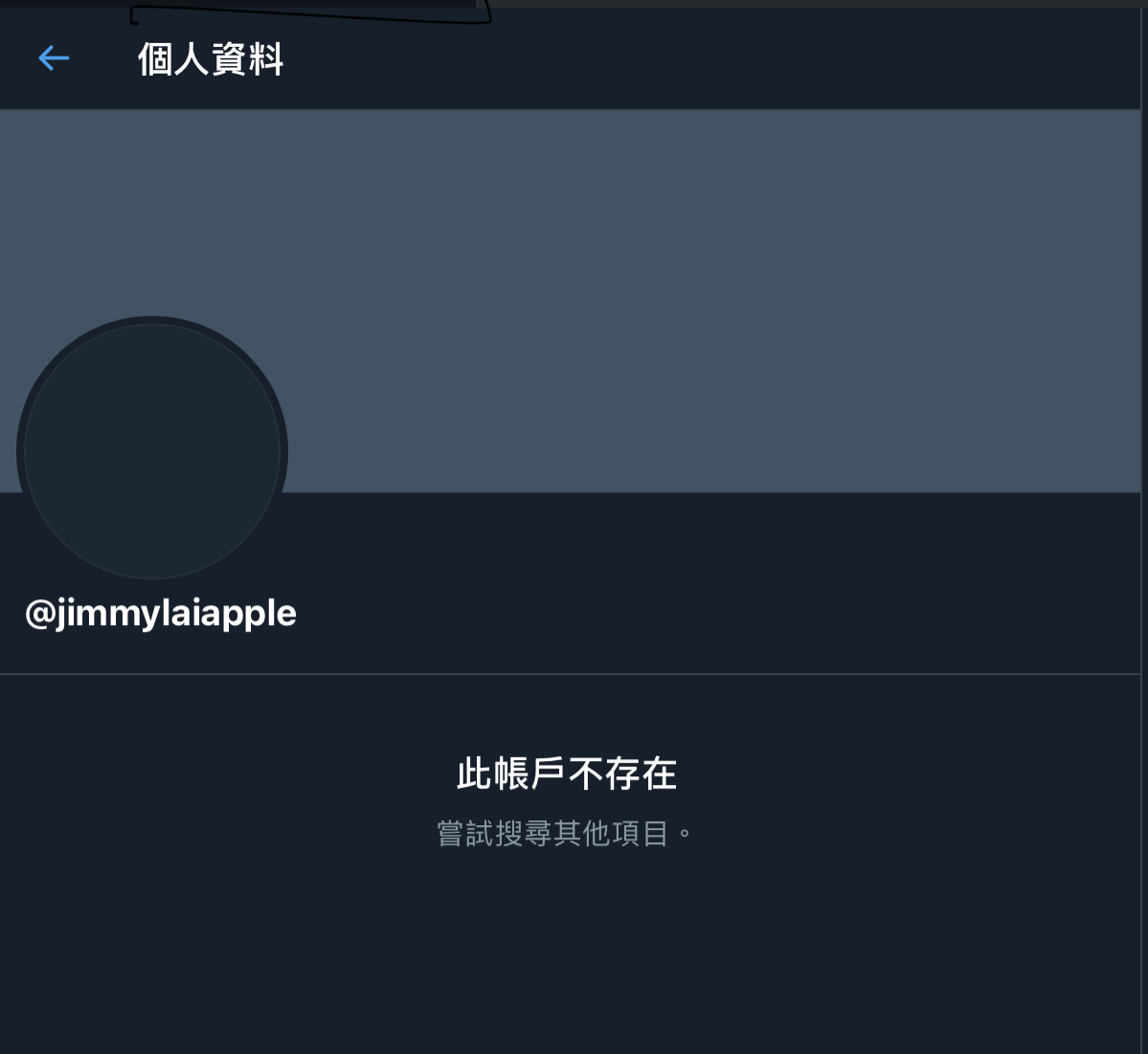 黎智英推特已看不見任何貼文。 圖 : 翻攝自黎智英推特