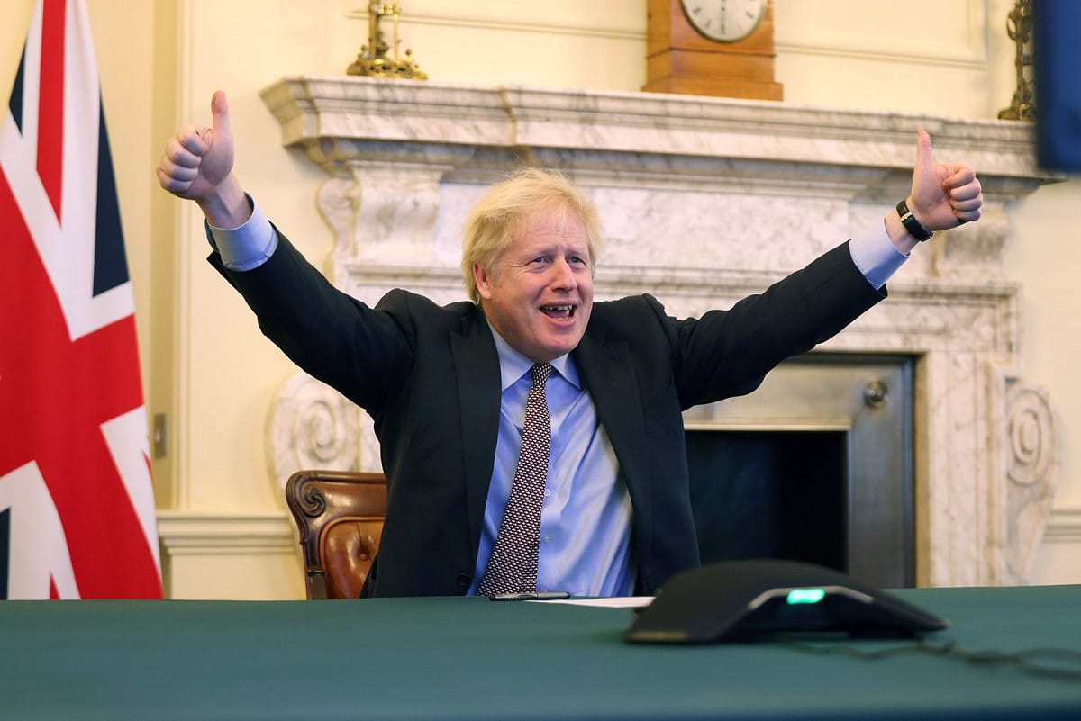 英國首相強生（Boris Johnson）宣布脫歐貿易協議終於達成。 圖：翻攝Boris Johnson推特