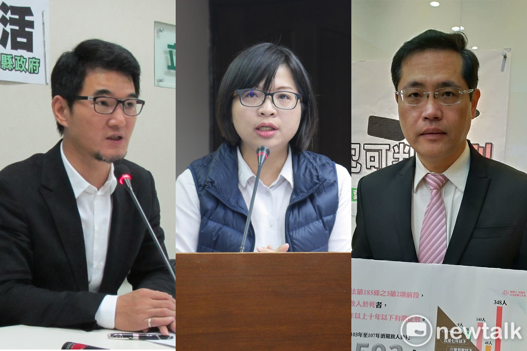 民進黨立委劉建國（左）、林淑芬（中）、江永昌（右）在美豬進口表決時跑票，民進黨團紀律會議今天開會討論懲處。 圖：新頭殼合成（資料照片）