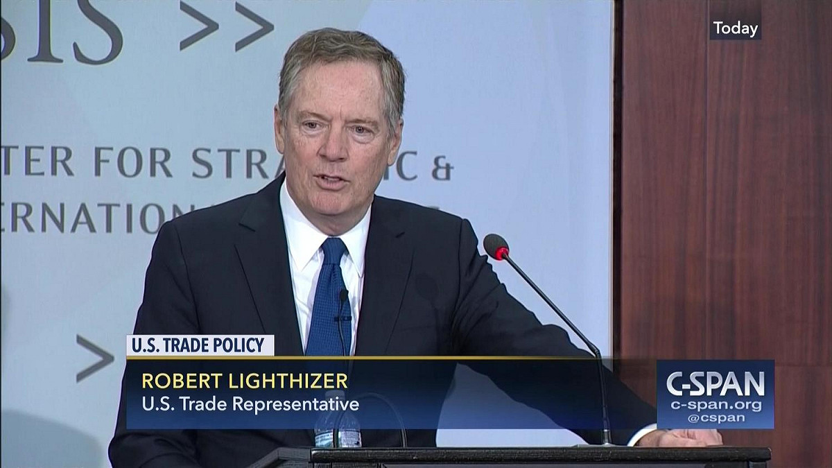 美國貿易代表賴海澤（Robert Lighthizer）透露，未與台灣展開經貿談判。 圖 : 翻攝自C-SPAN
