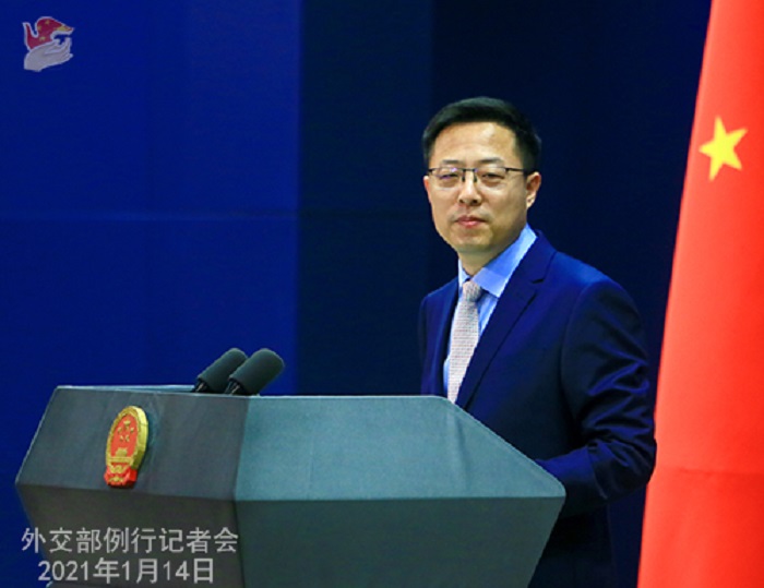 中國外交部發言人趙立堅今（14）日怒批柯拉克的言論已違反一中原則，中方堅決反對、予以強烈譴責。 圖：翻攝中國外交部網頁