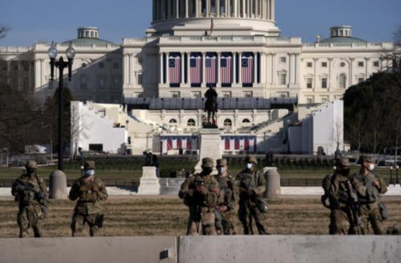 美國國民警衛隊將部署超過2萬名警力，維護總統就職典禮的安全。 圖 : 翻攝自環球時報