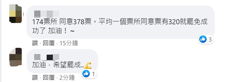 民眾在「罷免王浩宇」臉書粉專討論罷免王浩宇的進度。 圖 : 翻攝自「罷免王浩宇」臉書粉專