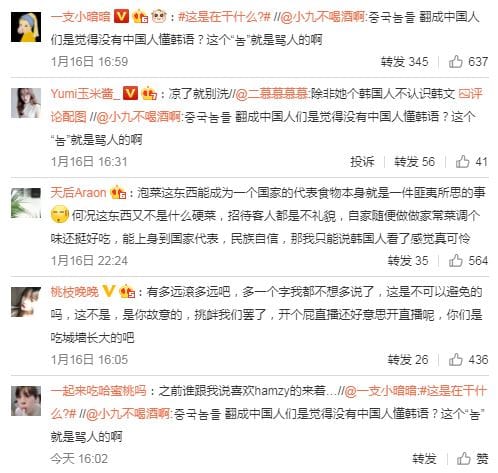 Hamzy隨後在微博上道歉，但是中國網友不領情。 圖：取自韩国吃货小姐姐Hamzy 微博