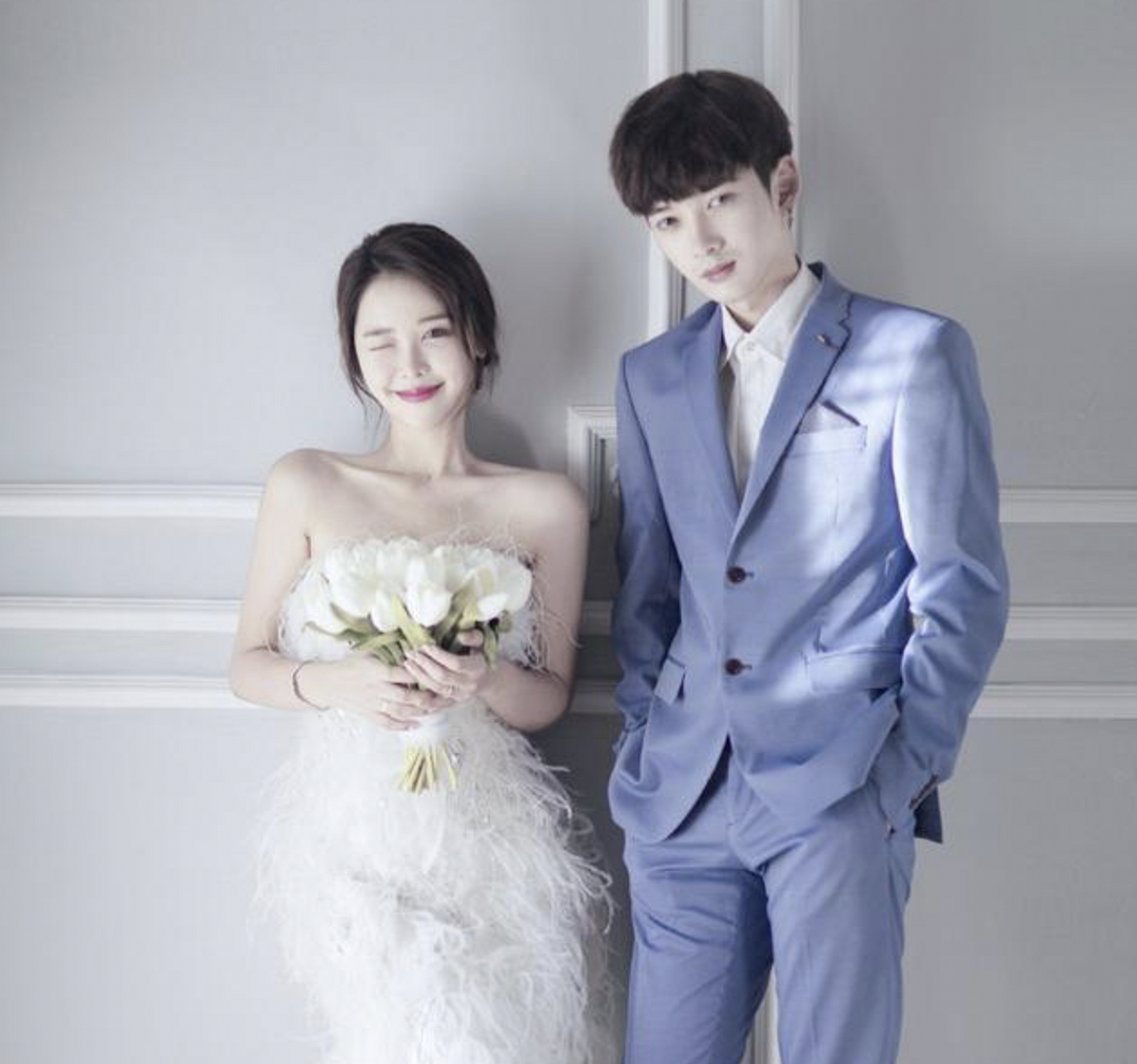 林珊珊(左)與金白川(右)結婚照。 圖：翻攝網路／百家號／兔兔Noka