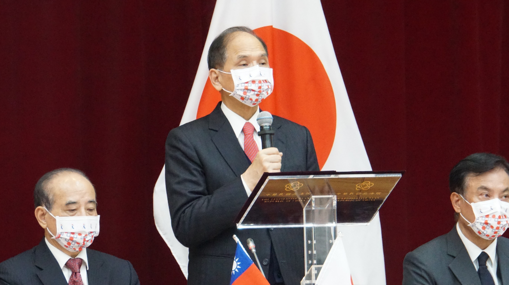 游錫堃在台日交流聯誼會成立大會上致詞。 圖：陳佩君／攝