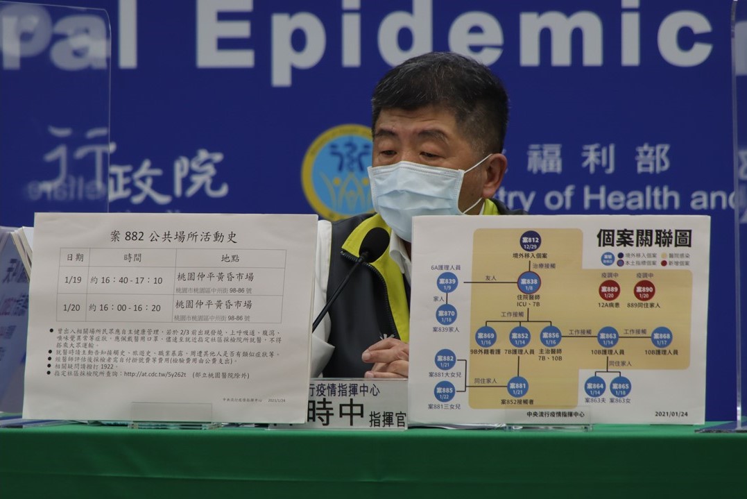 陳時中說明案882足跡。 圖：指揮中心／提供