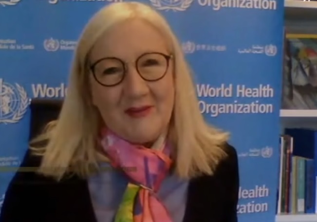 世衛發言人哈里斯（Margaret Harris）表示，世衛建議使用低劑量抗凝血劑，預防COVID-19患者血管內出現血栓。 圖：翻攝Youtube