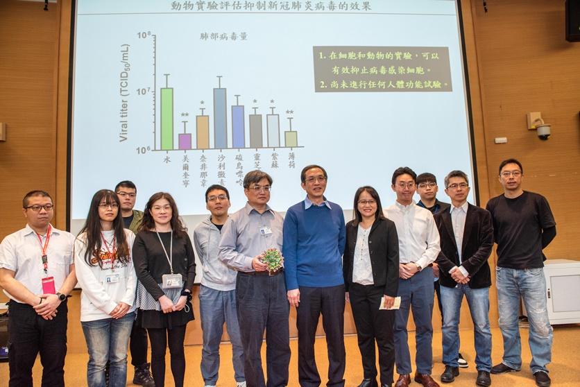 團隊發現抗瘧疾藥物美爾奎寧、抗愛滋病藥物奈非那韋、靈芝多醣體RF3、全株薄荷及全株紫蘇之萃取物，具有抑制病毒活性效果。 圖：翻攝中央研究院官網
