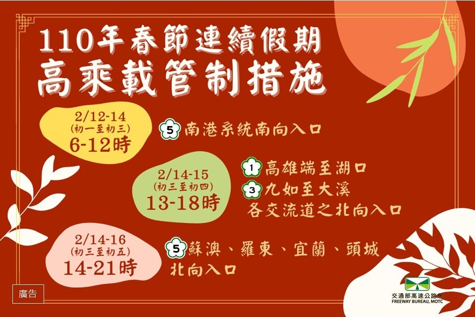 高乘載管制措施。 圖：高公局／提供