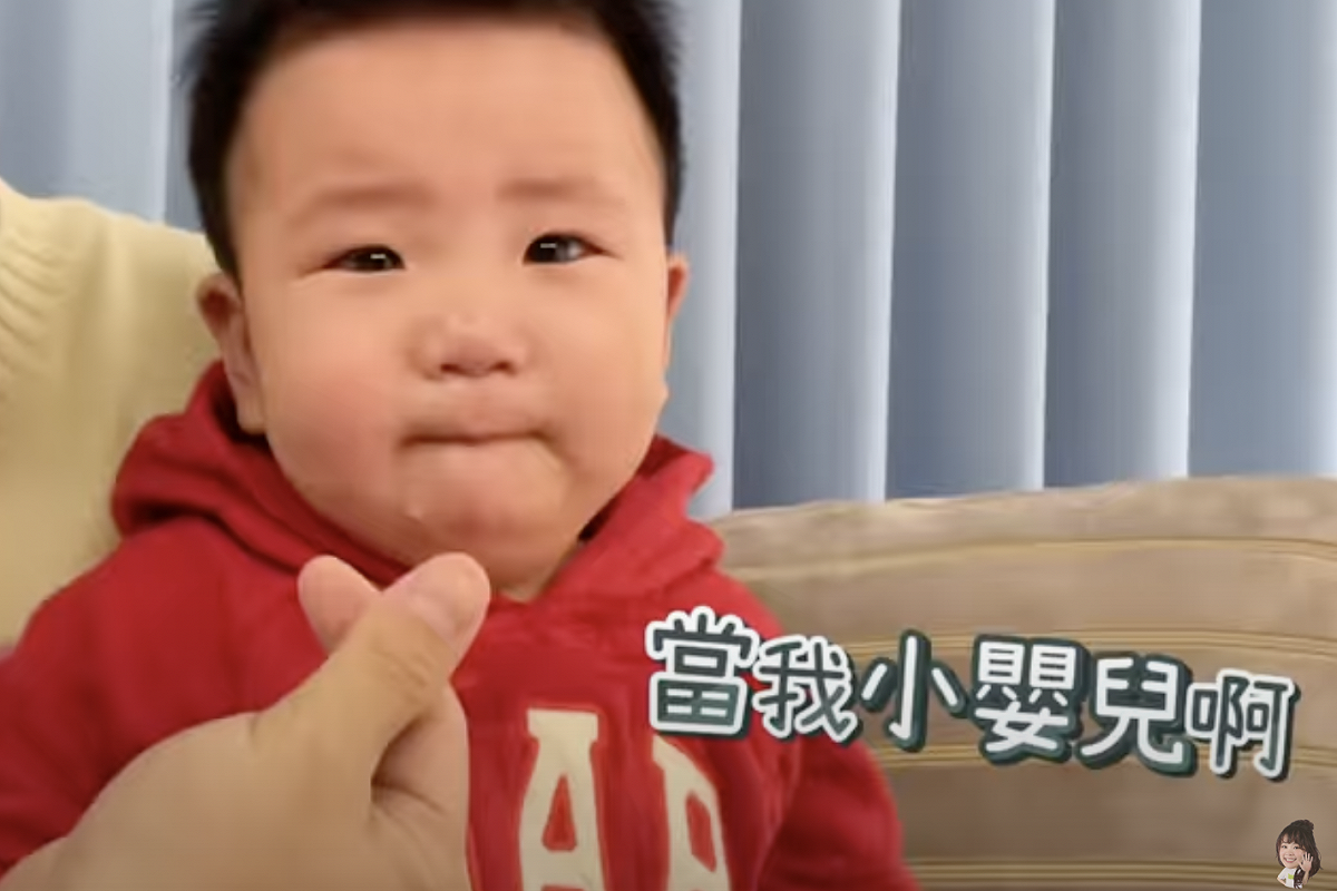 蔡波能被氣球逼哭。 圖：翻攝Youtube／蔡波能