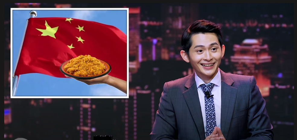 網紅博恩在「博恩夜夜秀」開玩笑說要把萊豬做成肉鬆，賣給中國，引來中國網民反彈。 圖 : 翻攝自 STR Network Youtube