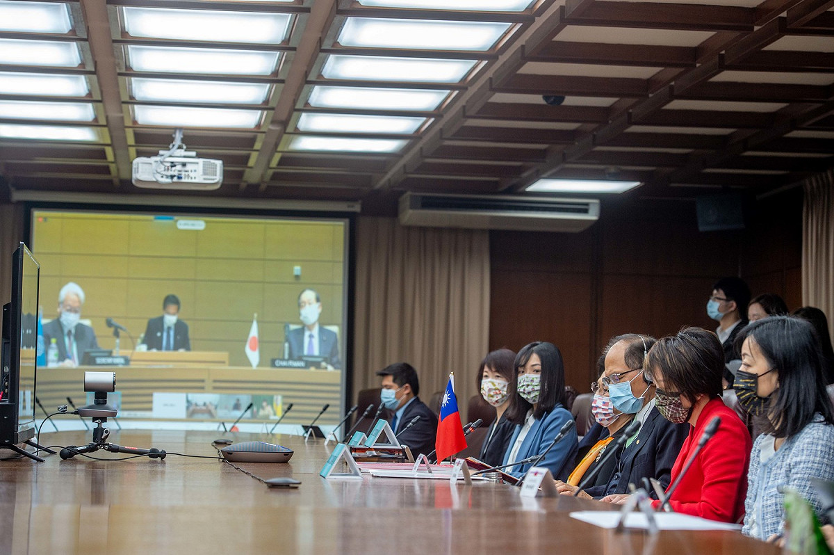 游錫堃出席視訊會議。 圖:游錫堃辦公室提供
