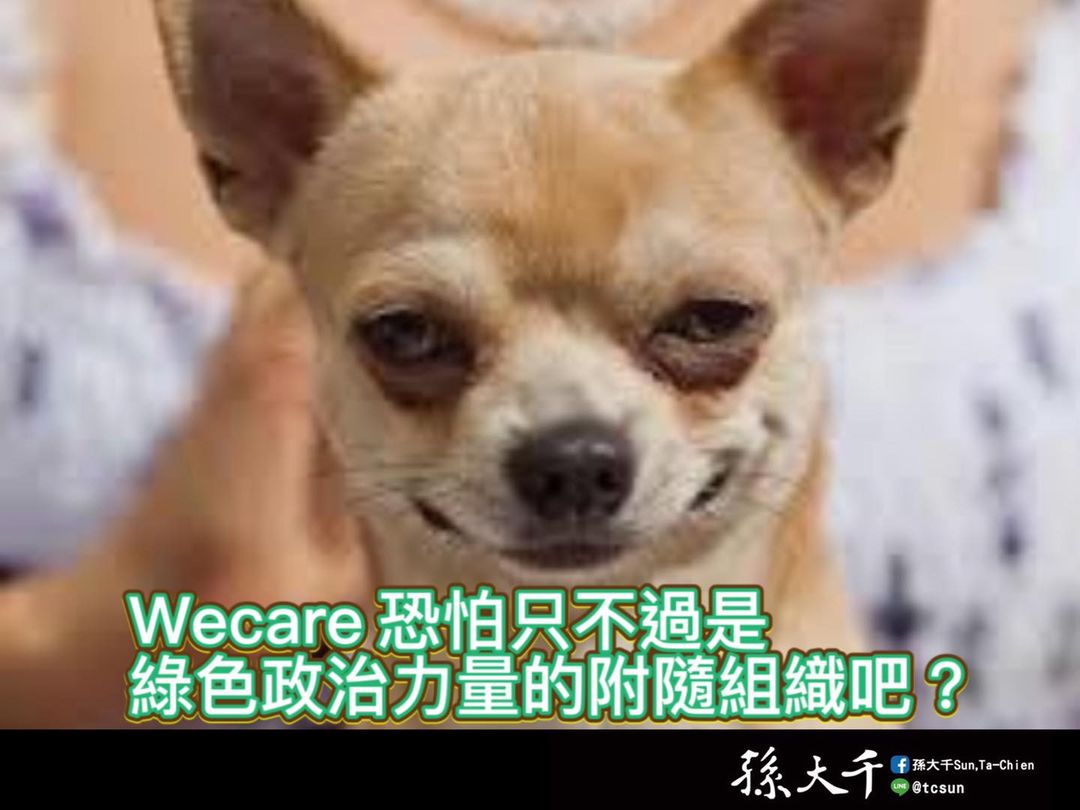 孫大千批評Wecare只是綠色政治力量的附隨組織。 圖：擷取自孫大千臉書