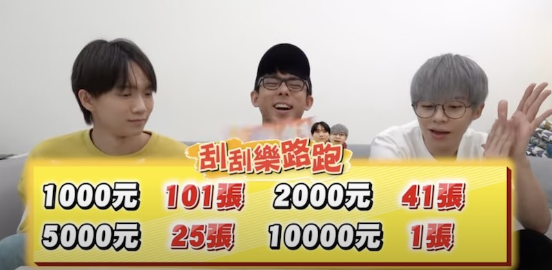刮刮樂計算。 圖：翻攝Youtube/黃氏兄弟