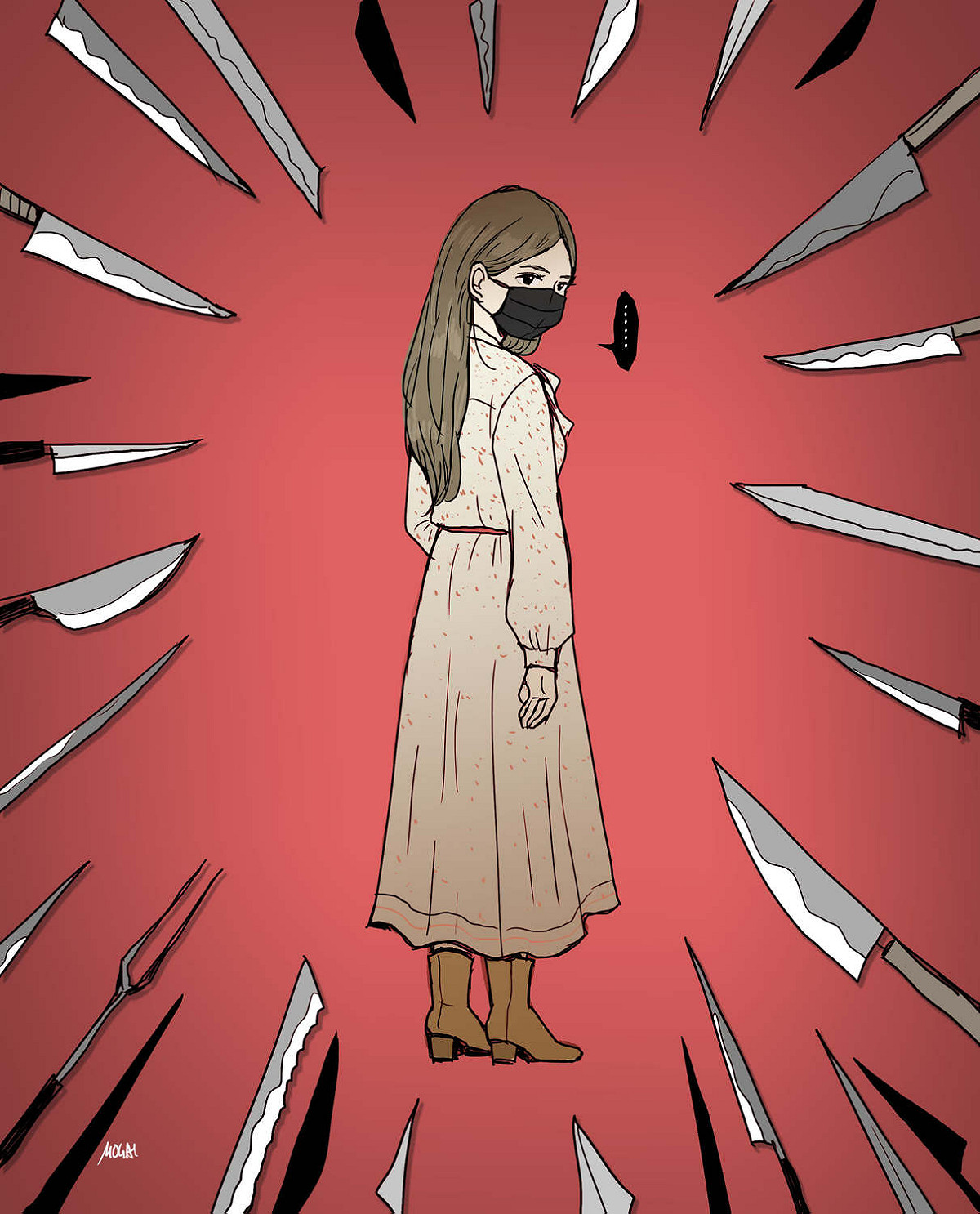 知名視覺藝術家「魔魔嘎嘎」畫了一張圖對雞排妹表示支持。 圖：翻攝自魔魔嘎嘎粉絲專頁