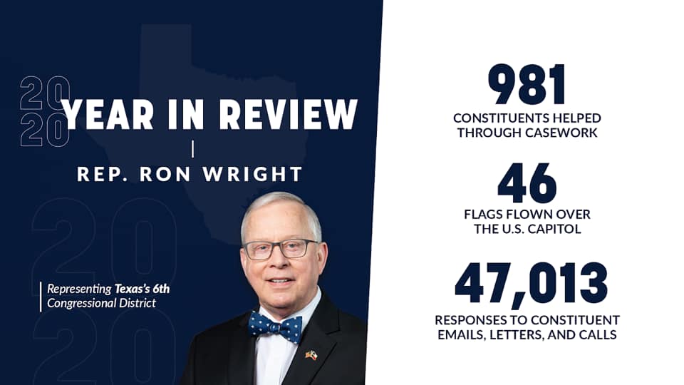 美國聯邦眾議員萊特（Ron Wright）因為感染武漢肺炎，7日在德州達拉斯（Dallas）病逝。 圖：翻攝Ron Wright臉書