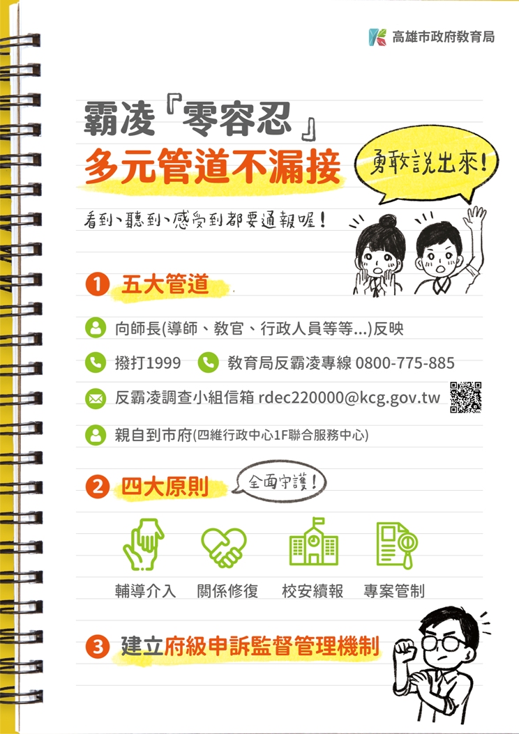 高雄市教育局製作反霸凌圖卡，有家長揭發疑似校園霸凌事件。 圖：高雄市教育局/提供