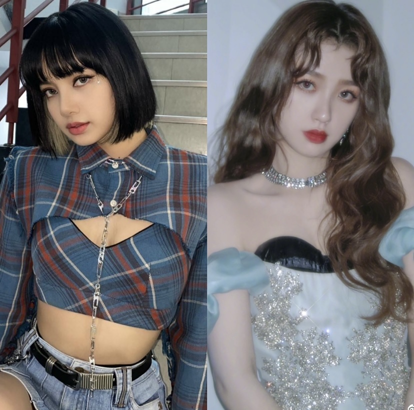 虞書欣（右）是Lisa（左）的粉絲。 圖：翻攝自微博
