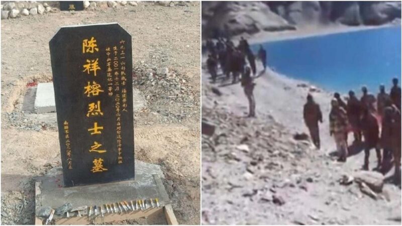 一張死於印中衝突的解放軍墓碑照片曾被官媒刊登，隨後被「闢謠」，現在又被拿出來做「正能量宣傳」。 圖：翻攝微博