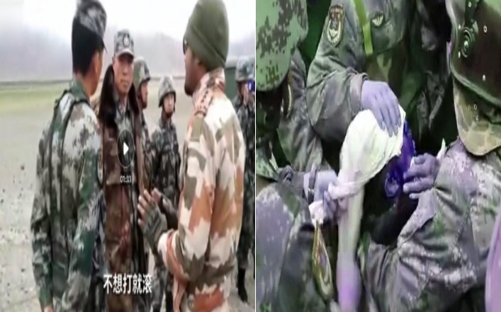 祁發寶被印軍打成重傷之前，曾不斷操著鄉音對著耐心講英文試圖溝通的印軍代表狂飆髒話 圖：翻攝微博