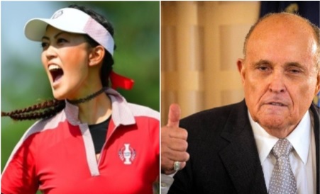 韓裔美國高球女將魏聖美（Michelle Wie）、川普的私人律師朱利安尼（Rudy Giuliani） 圖：翻攝自Michelle Wie twitter、達志影像/路透社