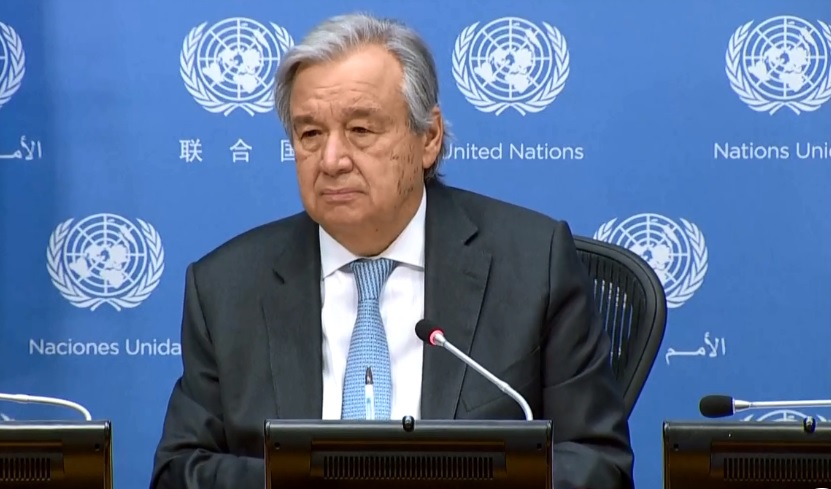 聯合國（UN）秘書長古特瑞斯今（22）日譴責緬甸軍方使用「殘暴武力」對付抗議民眾，要求立即停止鎮壓行動及釋放囚犯。 圖：翻攝路透社直播影片