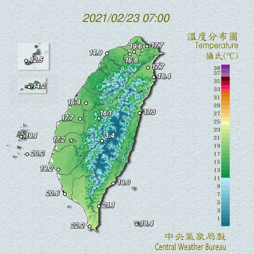 受到東北風稍微增強影響，今天北台灣雲量增多，白天高溫略降。 圖：中央氣象局/提供