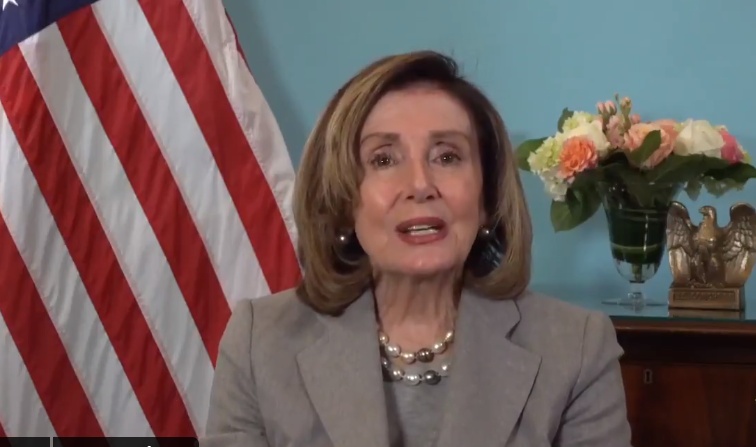 美國眾院議長裴洛西（Nancy Pelosi）。 圖：翻攝自Nancy Pelosi twitter影片（資料照）