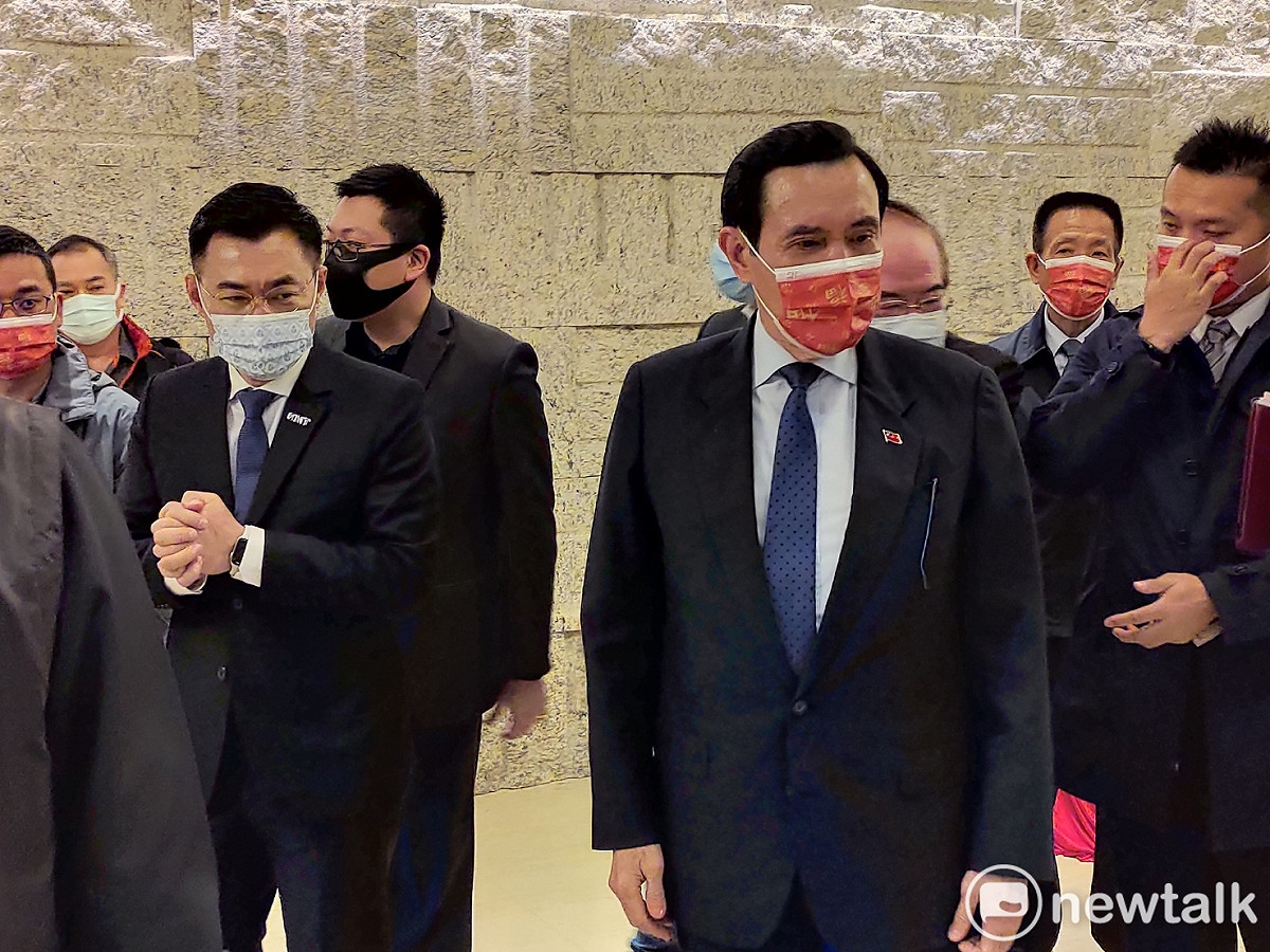 國民黨主席江啟臣親自迎接馬英九到場。 圖：黃建豪/攝（資料照）