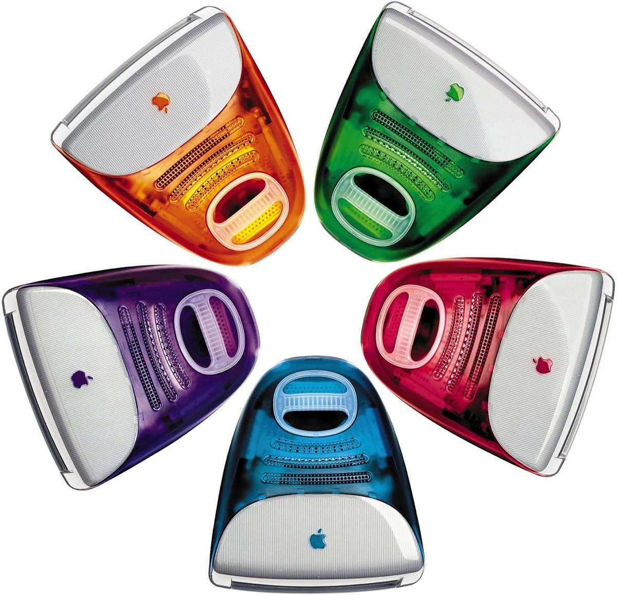 蘋果1998年推出的iMac電腦顏色繽紛。 圖：翻攝自Apple