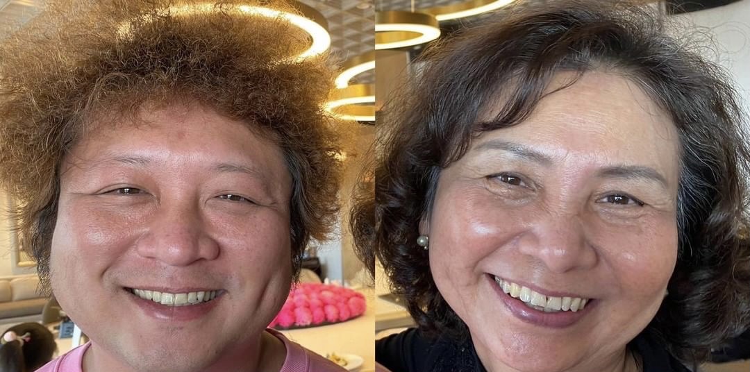 納豆曝光媽媽正面照和自己對比。 圖：翻攝自納豆臉書