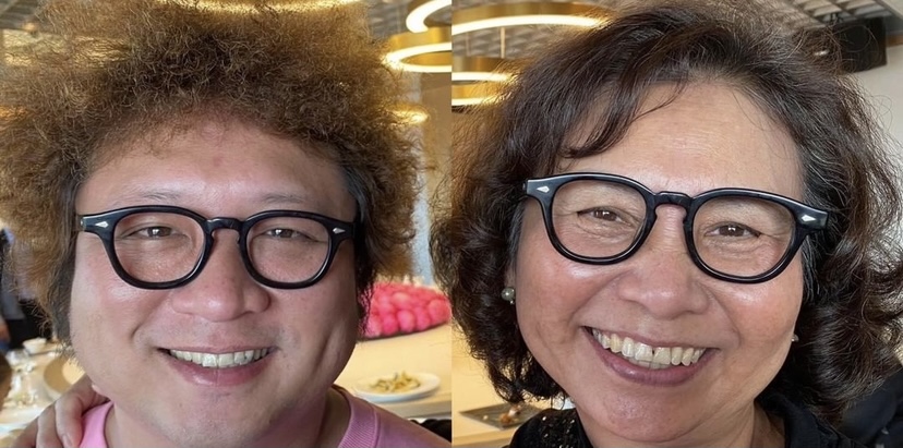 兩人不只沒戴眼鏡很像，就連同時戴上眼鏡也非常相似。 圖：翻攝自納豆臉書
