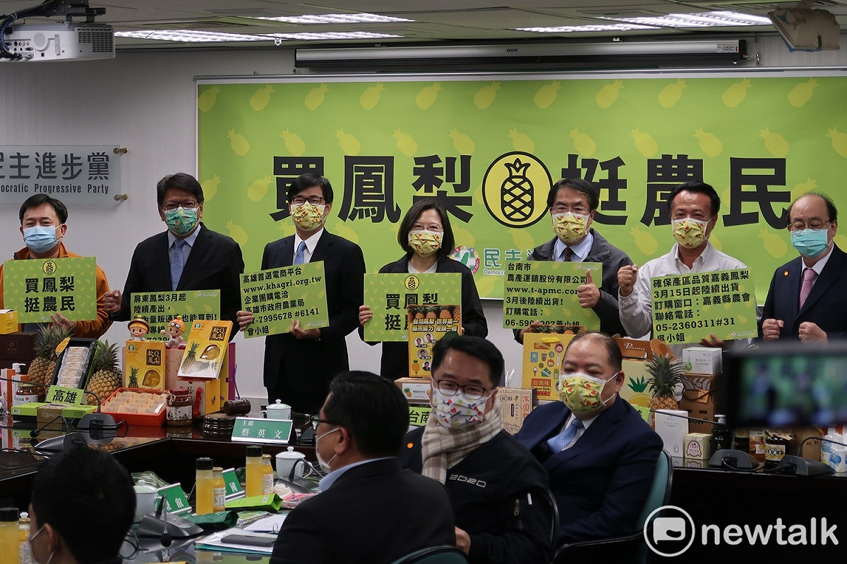 民進黨舉行買鳳梨挺農民記者會 圖：林朝億/攝