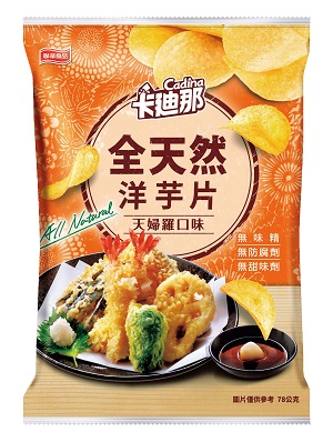 卡迪那全天然洋芋天婦羅口味被台北市衛生局驗出致癌物超標。 圖：翻攝自聯華食品