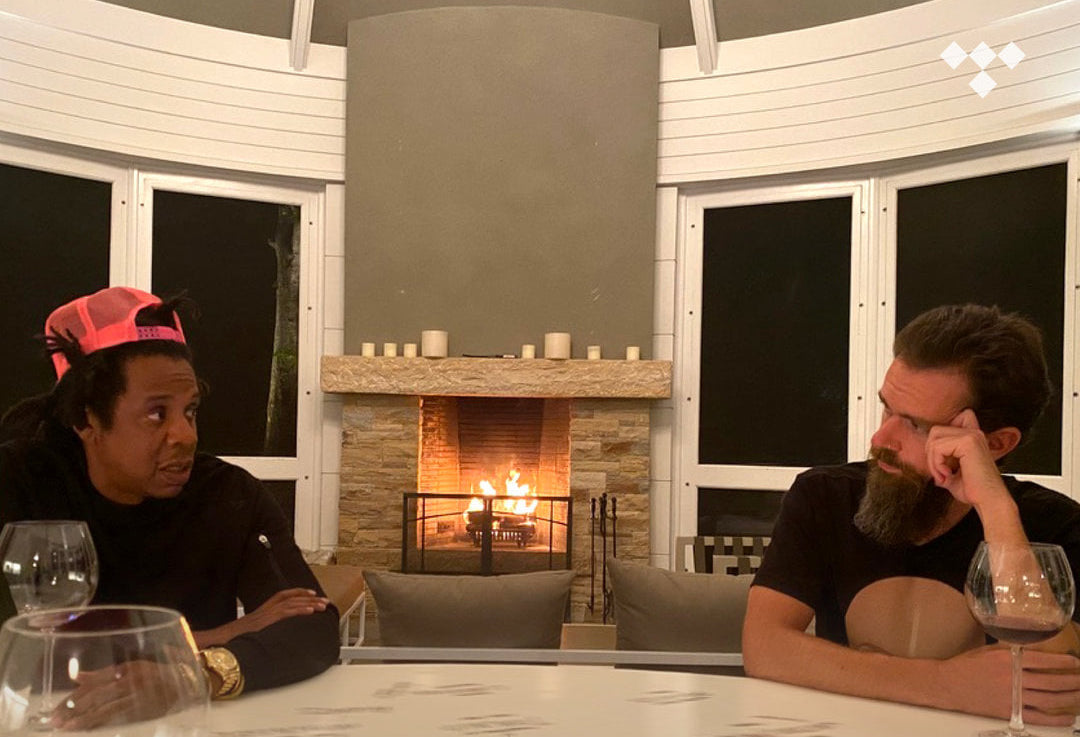 美國知名饒舌歌手JAY-Z（左）以及推特創辦人Jack Dorsey（右）。 圖：翻攝自Tidal臉書