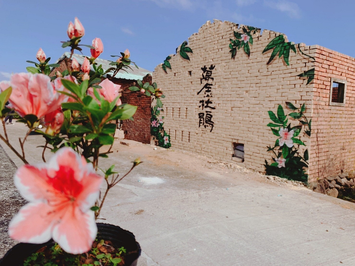 萬金杜鵑鄉新景點-紅磚牆彩繪。 圖：新北市農業局提供