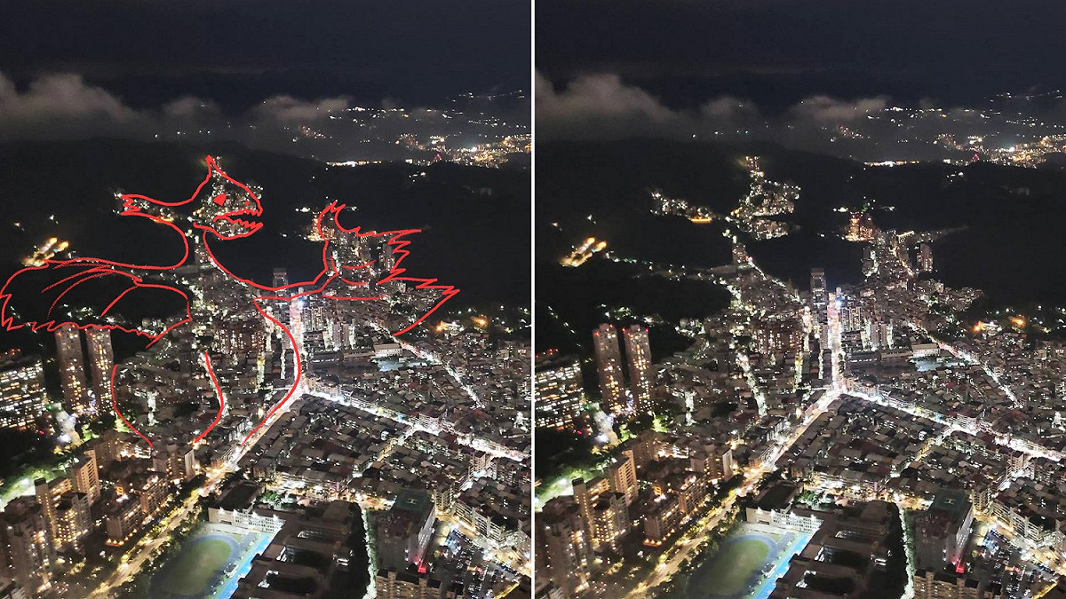 台北101秘密百萬夜景—噴火龍對照圖。 圖：台北101/提供