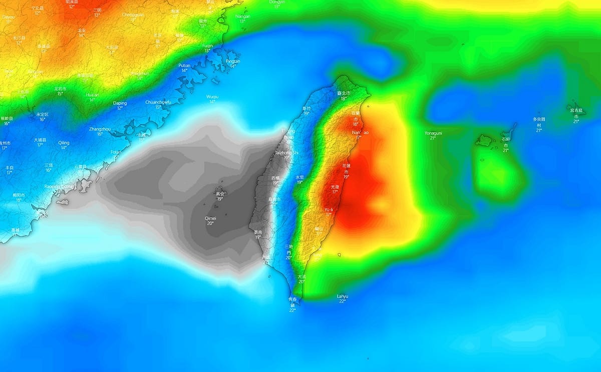 根據歐洲數值模式未來10天的累積降雨預估，降雨依然集中在東半部及東北角一帶。 圖：翻攝自臉書「台灣颱風論壇｜天氣特急」