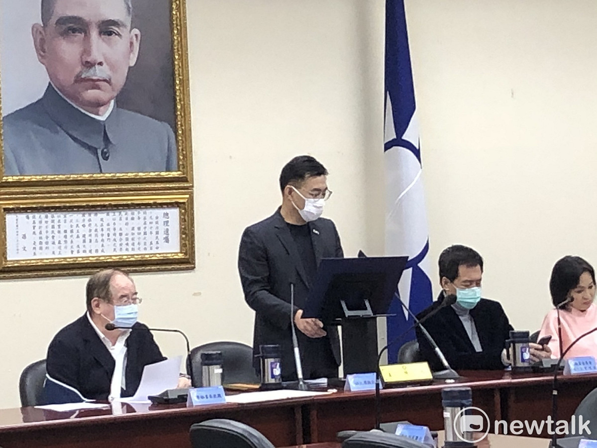 國民黨主席江啟臣今（10）日下午主持中常會。 圖：謝莉慧/攝